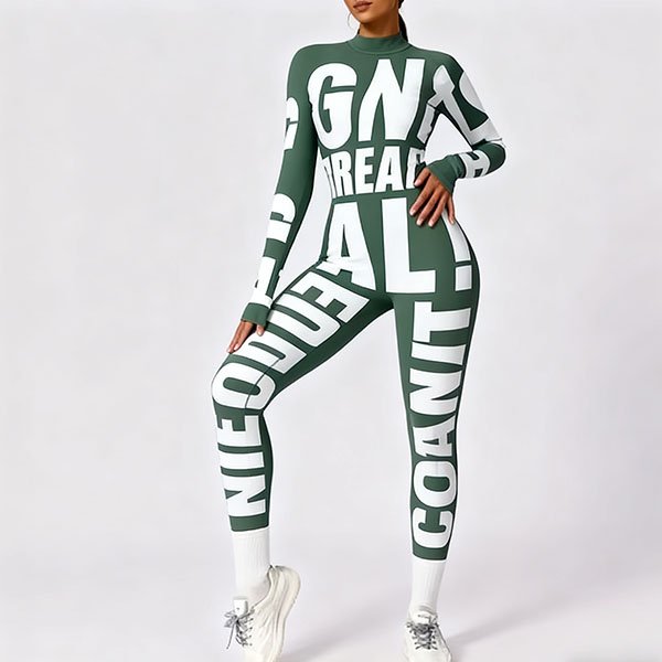 Women's Slim Fit Cute Letter Yoga Set