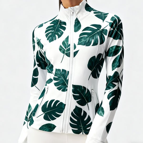 Women's fitted original pattern design zipper top