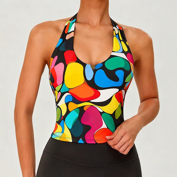 Women's halter neck colorful element design camisole