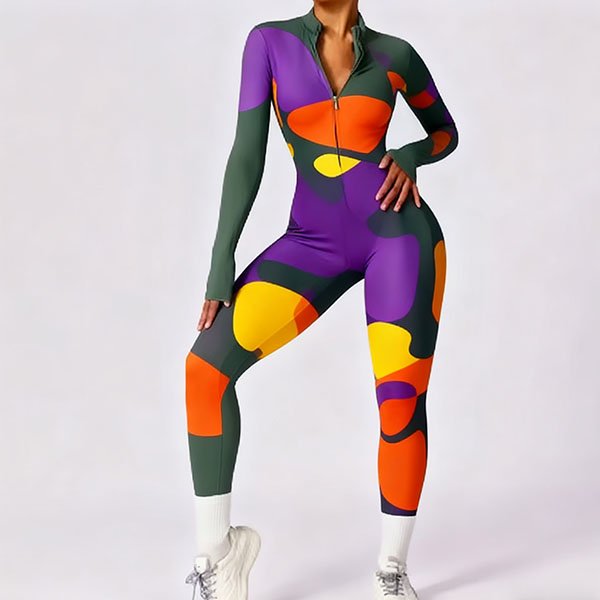 Women's Slim Fit Colorful Printed Yoga Set